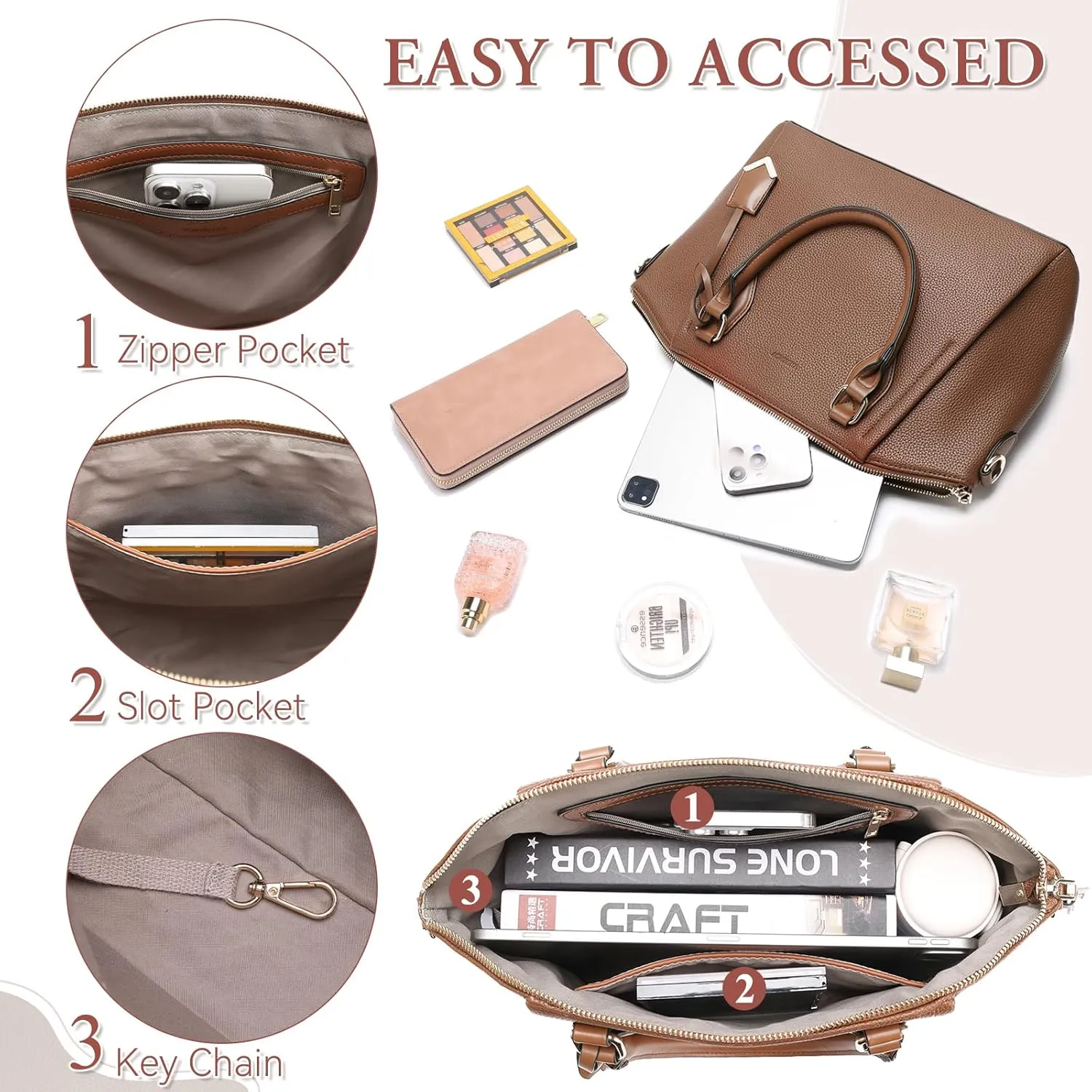 VX VONXURY Women Handbag,Vegan Leather Shoulder Bag Tote Bag Fashion Crossbody Bag with Adjustable Strap