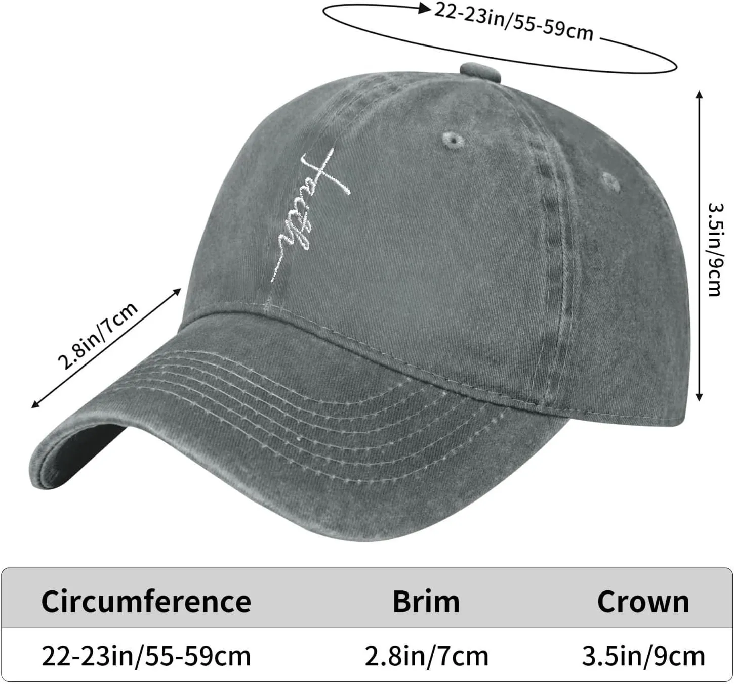 Walk with Jesus Embroidered Baseball Cap Vintage Adjustable Washed Cotton Christian Hat for Men Women,Black