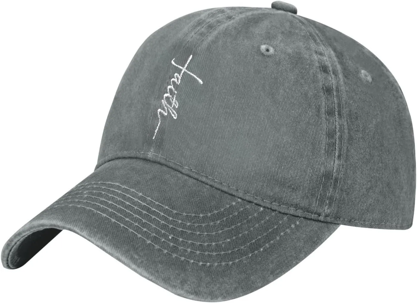 Walk with Jesus Embroidered Baseball Cap Vintage Adjustable Washed Cotton Christian Hat for Men Women,Black