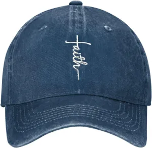 Walk with Jesus Embroidered Baseball Cap Vintage Adjustable Washed Cotton Christian Hat for Men Women,Black