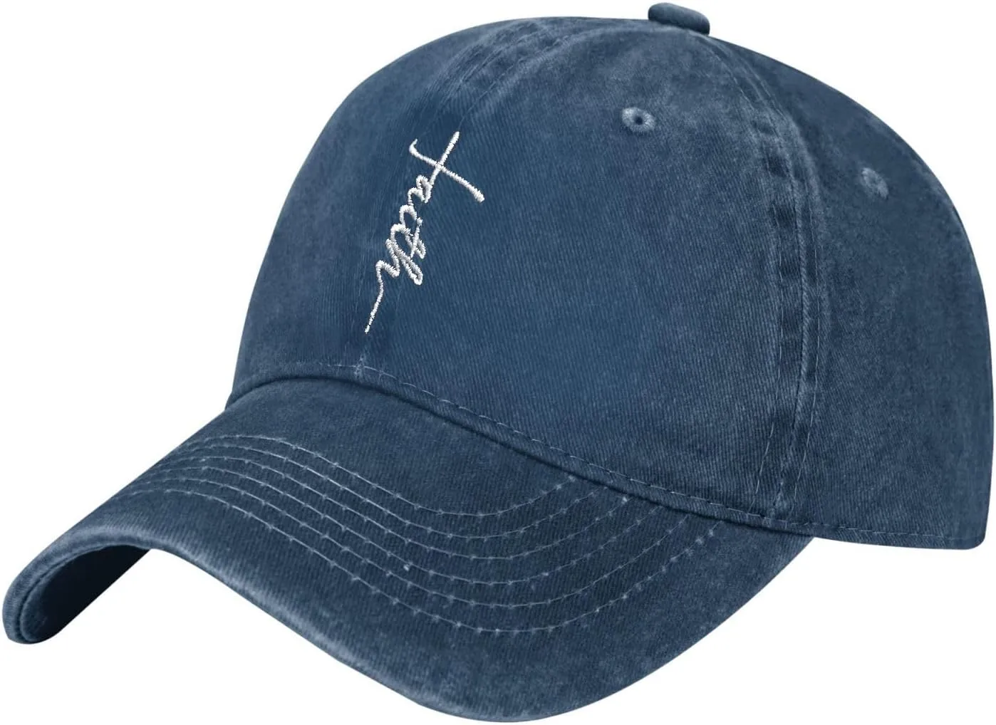 Walk with Jesus Embroidered Baseball Cap Vintage Adjustable Washed Cotton Christian Hat for Men Women,Black