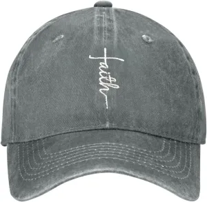 Walk with Jesus Embroidered Baseball Cap Vintage Adjustable Washed Cotton Christian Hat for Men Women,Black