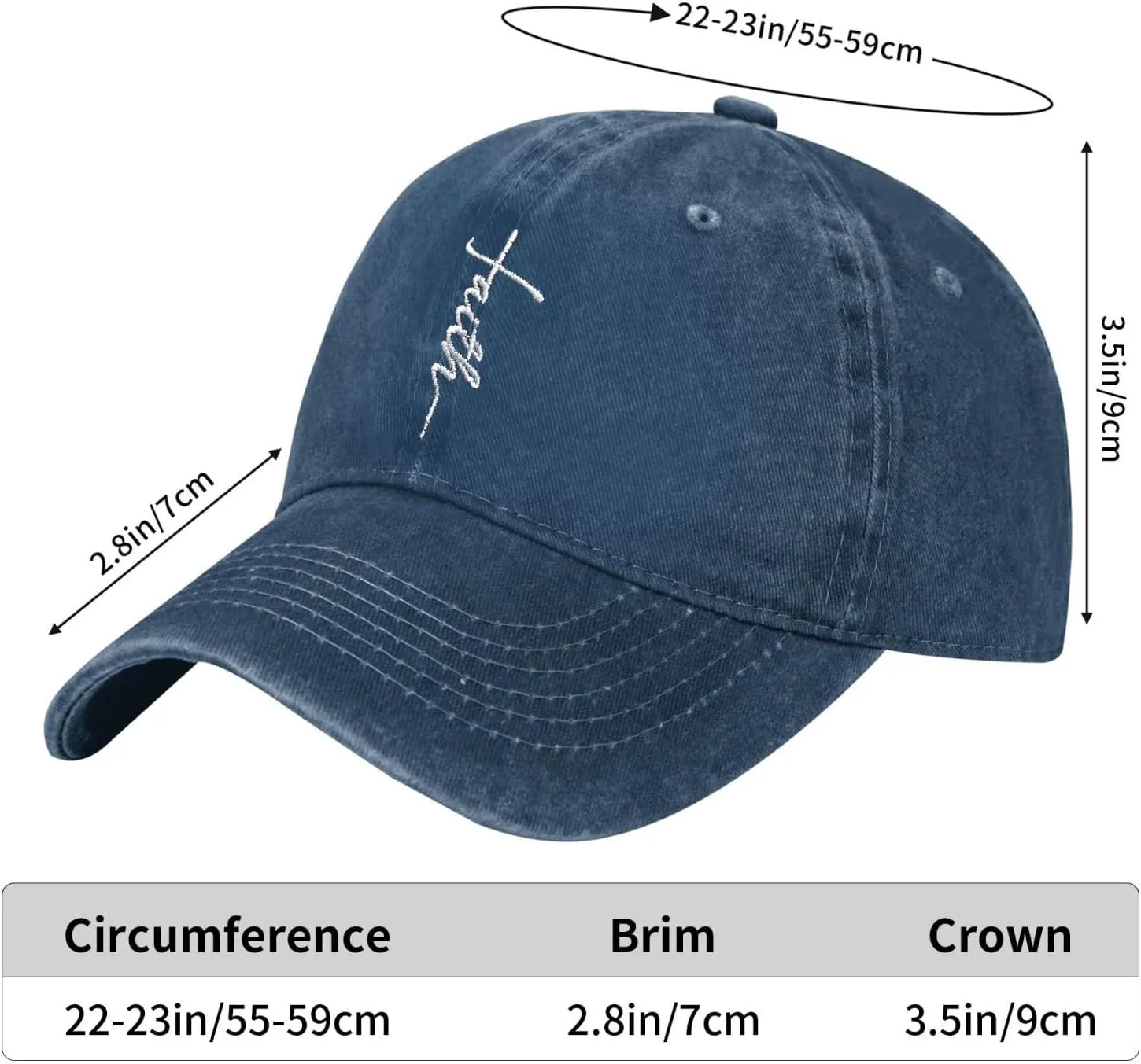 Walk with Jesus Embroidered Baseball Cap Vintage Adjustable Washed Cotton Christian Hat for Men Women,Black