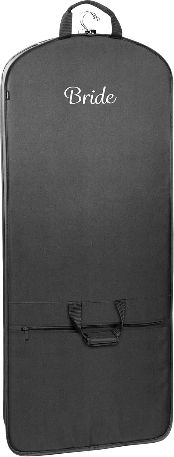 WallyBags® Women's Premium Tri-Fold Travel Garment Bag with Exterior Pocket, Black-B2, 60-Inch