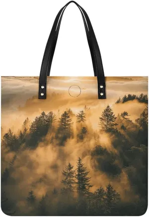 Warm Pine Trees Large Leather Handbags Women Fashion Handbag Multifunctional Travel Bag It Is A Great Gift for Mothers, Teachers, Friends, Bridesmaids