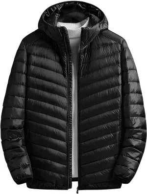 Warm Water Resistant Puffy Hooded Casual Loose Stand Up Collar Jacket with Removable Hood Packable Puffer Jacket