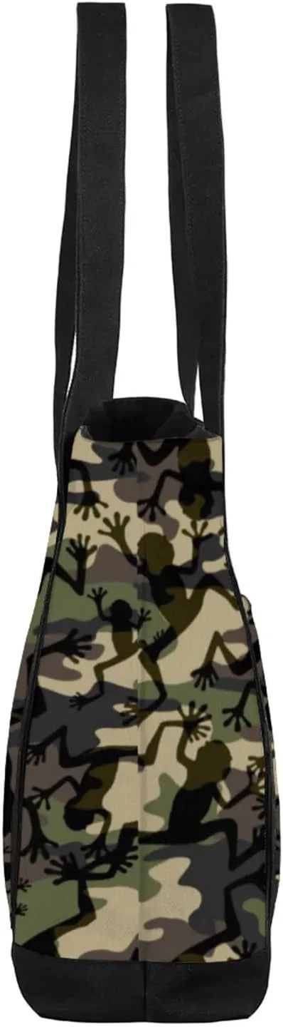 Watercolor Blue Wildflower Canvas Tote Bag Casual Shoulder Handbag Large Shopping Bags With 5 Pocket