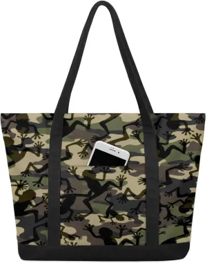 Watercolor Blue Wildflower Canvas Tote Bag Casual Shoulder Handbag Large Shopping Bags With 5 Pocket