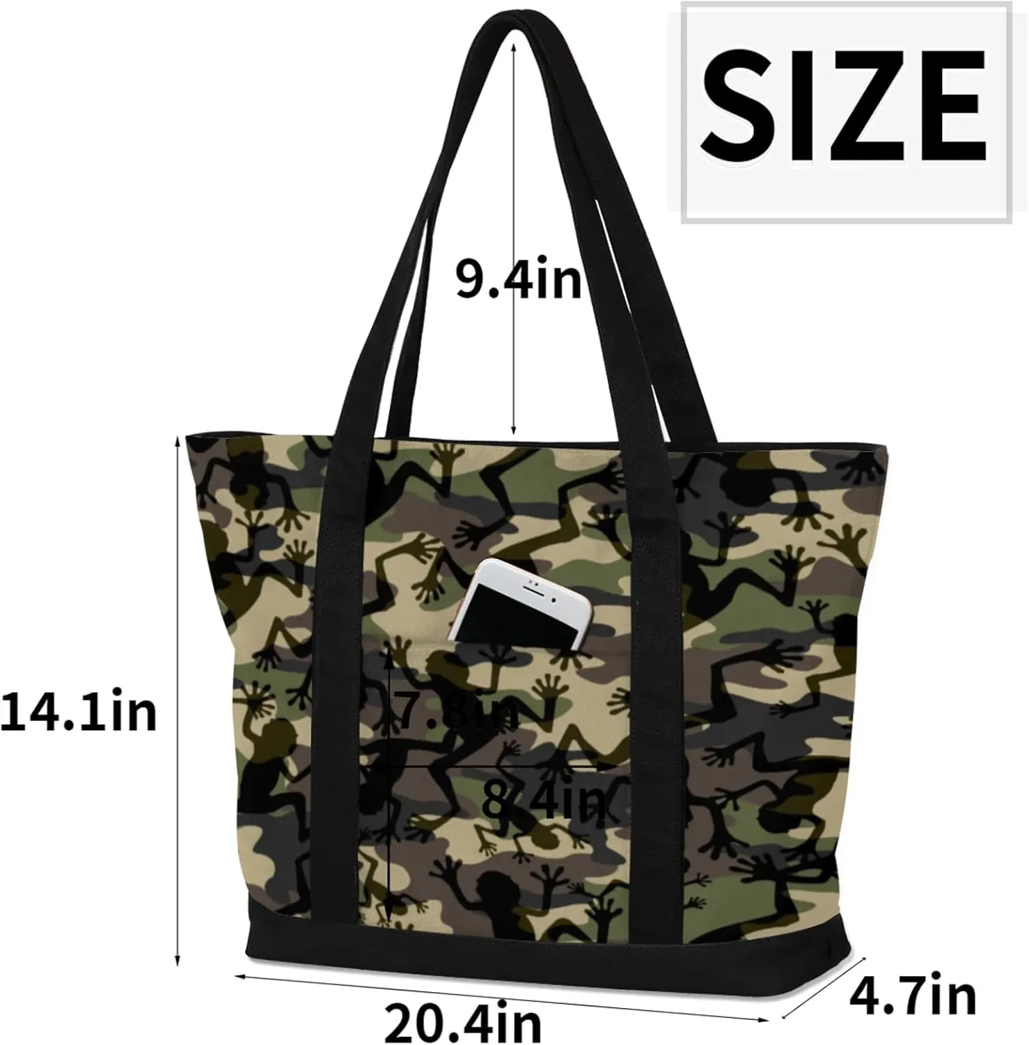 Watercolor Blue Wildflower Canvas Tote Bag Casual Shoulder Handbag Large Shopping Bags With 5 Pocket