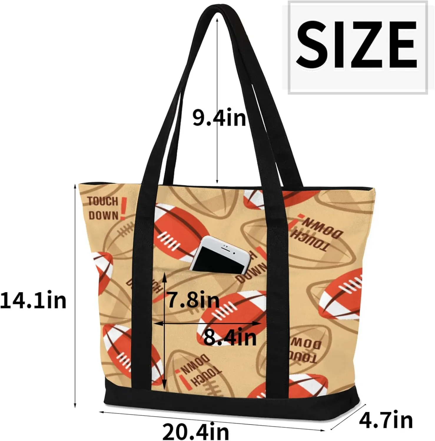 Watercolor Blue Wildflower Canvas Tote Bag Casual Shoulder Handbag Large Shopping Bags With 5 Pocket