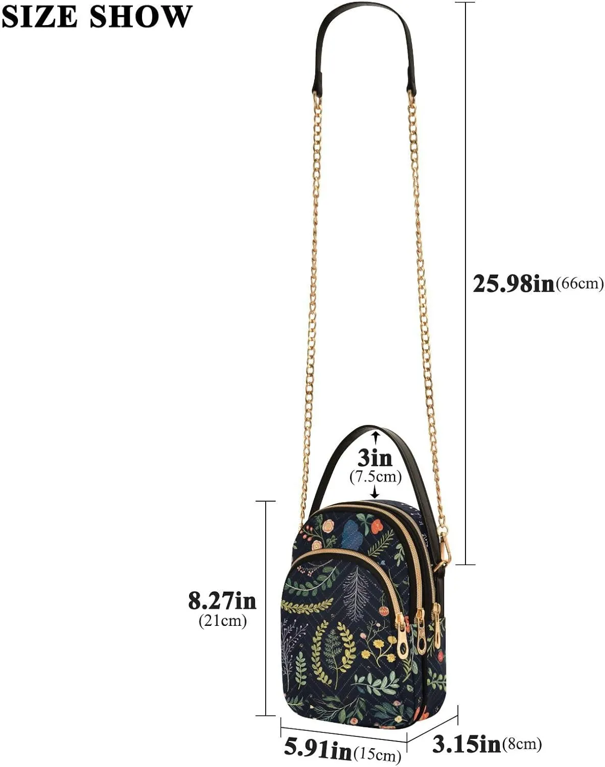 Watercolor Trees in Autumn with River Shoulder Handbag, Trendy Crossbody Purses Removable Strap Crossbody