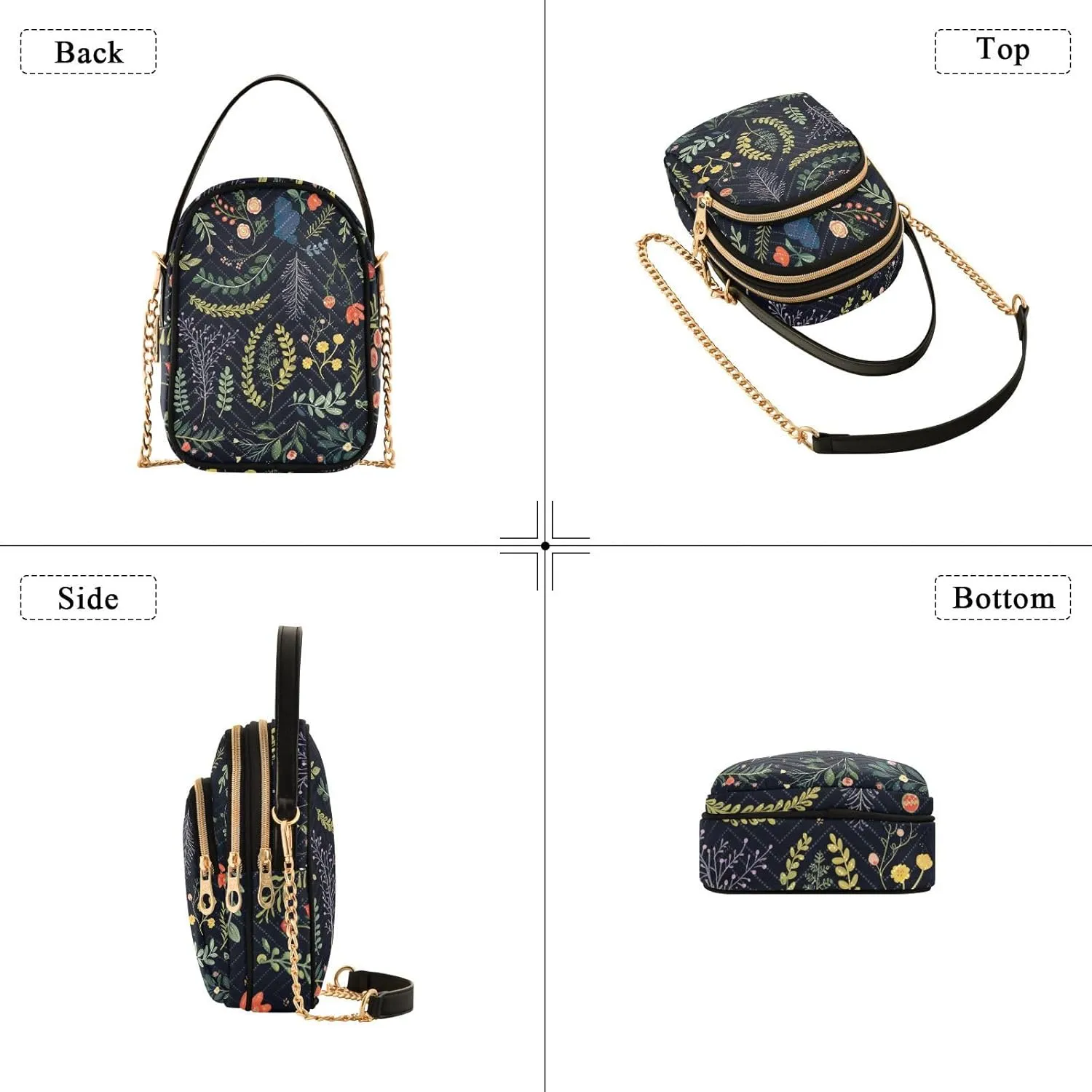 Watercolor Trees in Autumn with River Shoulder Handbag, Trendy Crossbody Purses Removable Strap Crossbody