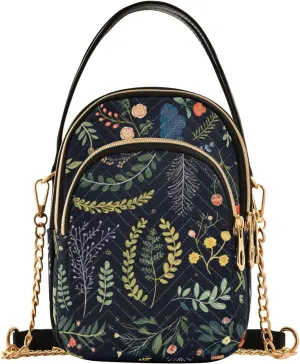 Watercolor Trees in Autumn with River Shoulder Handbag, Trendy Crossbody Purses Removable Strap Crossbody