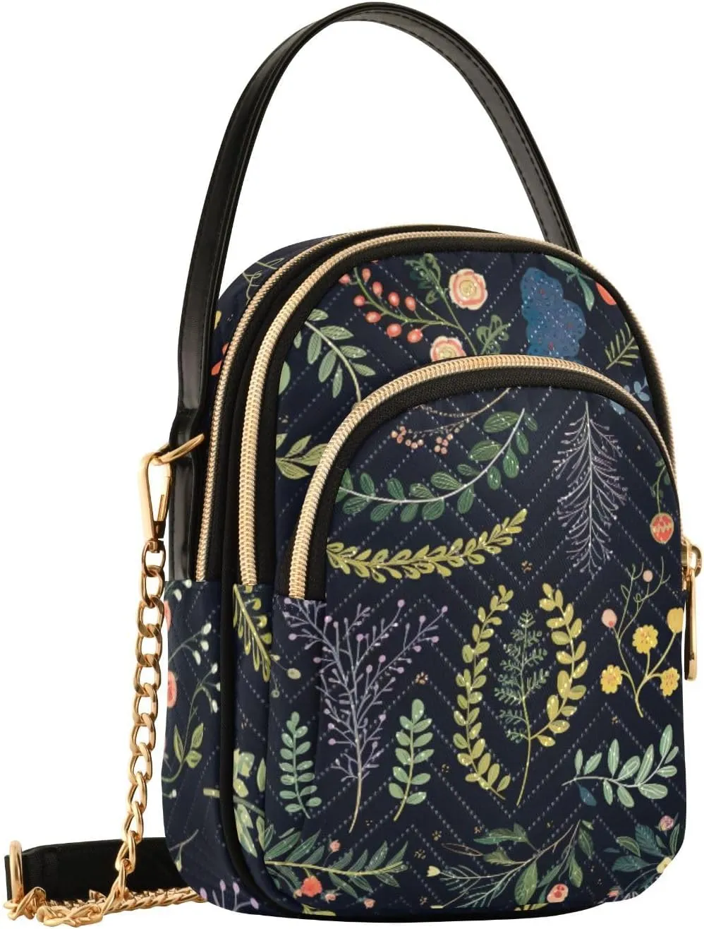 Watercolor Trees in Autumn with River Shoulder Handbag, Trendy Crossbody Purses Removable Strap Crossbody