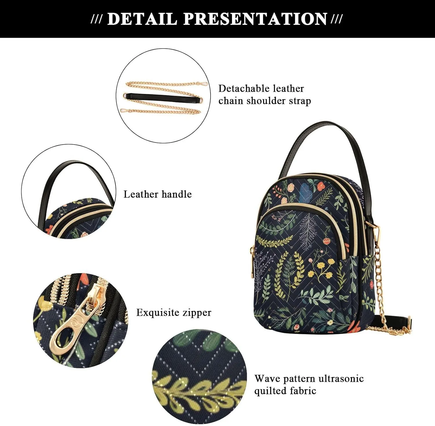 Watercolor Trees in Autumn with River Shoulder Handbag, Trendy Crossbody Purses Removable Strap Crossbody