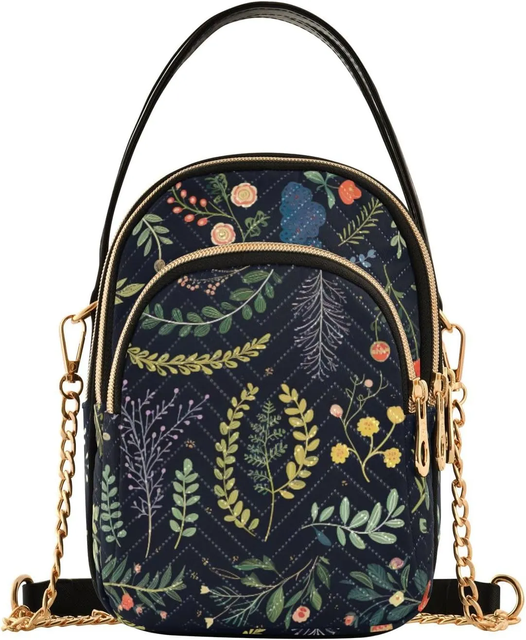 Watercolor Trees in Autumn with River Shoulder Handbag, Trendy Crossbody Purses Removable Strap Crossbody