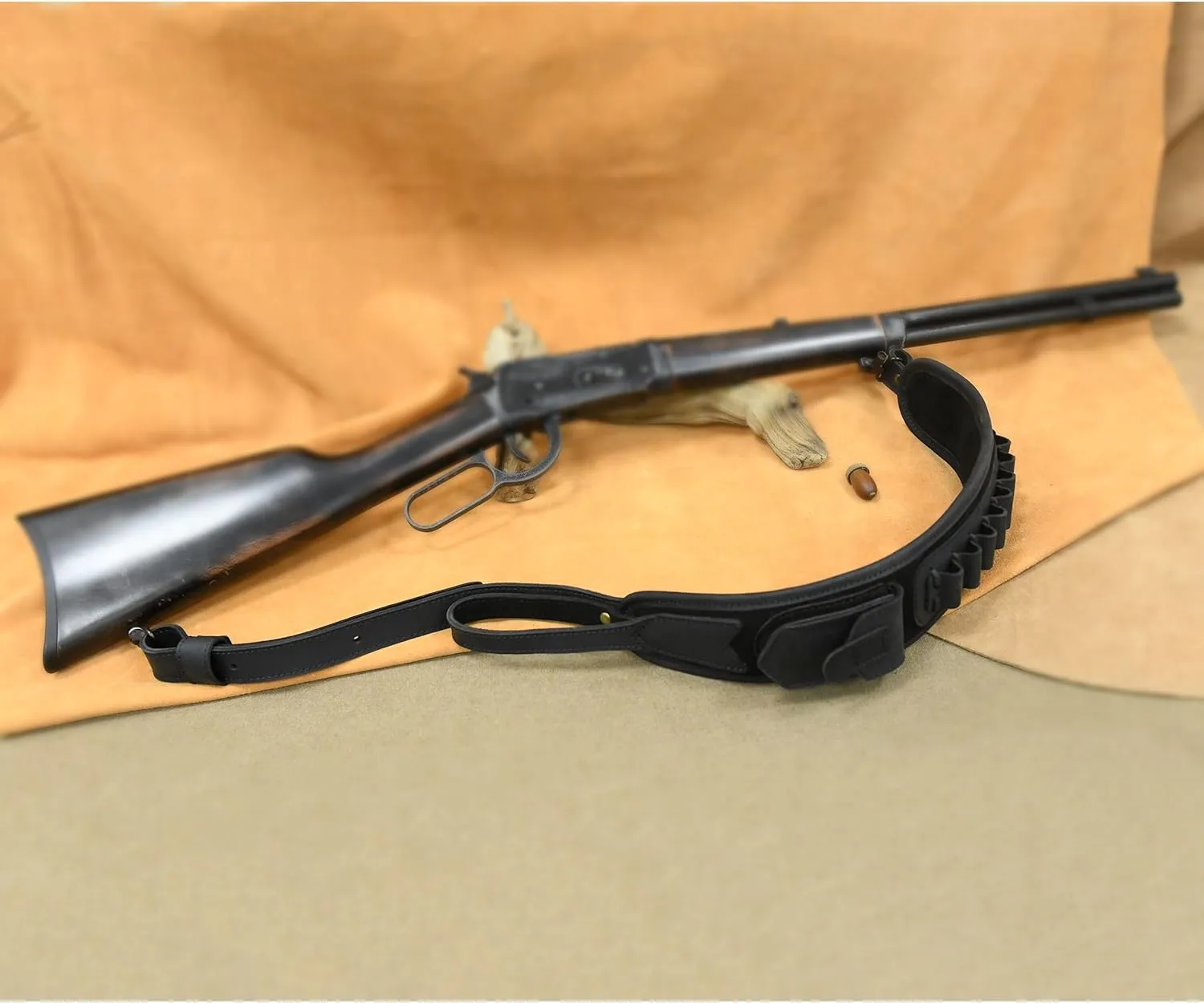 WAYNE'S DOG Leather Gun Sling Shell Holder Hunting Rifle Sling with Handle Strap for .308 .357 .30-30 .45-70 12GA