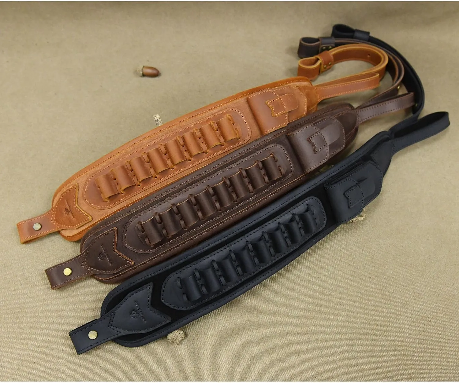 WAYNE'S DOG Leather Gun Sling Shell Holder Hunting Rifle Sling with Handle Strap for .308 .357 .30-30 .45-70 12GA