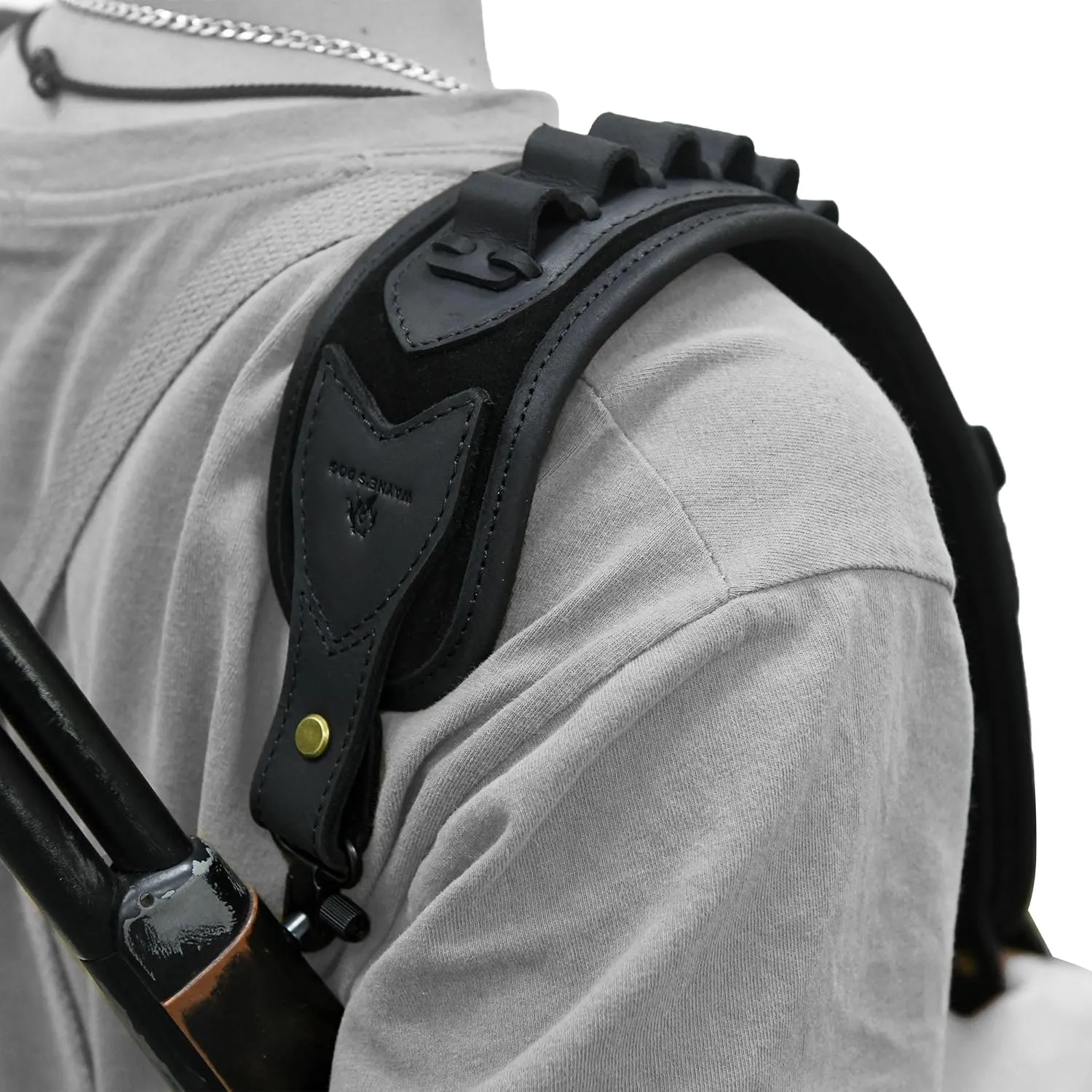 WAYNE'S DOG Leather Gun Sling Shell Holder Hunting Rifle Sling with Handle Strap for .308 .357 .30-30 .45-70 12GA