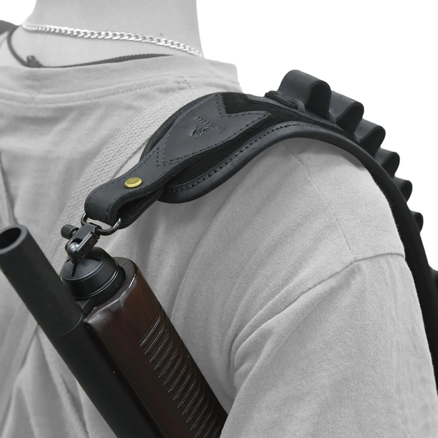 WAYNE'S DOG Leather Gun Sling Shell Holder Hunting Rifle Sling with Handle Strap for .308 .357 .30-30 .45-70 12GA