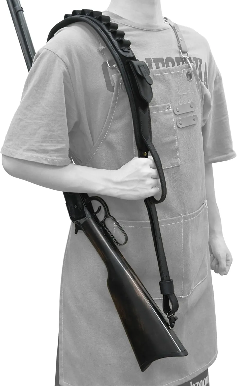 WAYNE'S DOG Leather Gun Sling Shell Holder Hunting Rifle Sling with Handle Strap for .308 .357 .30-30 .45-70 12GA