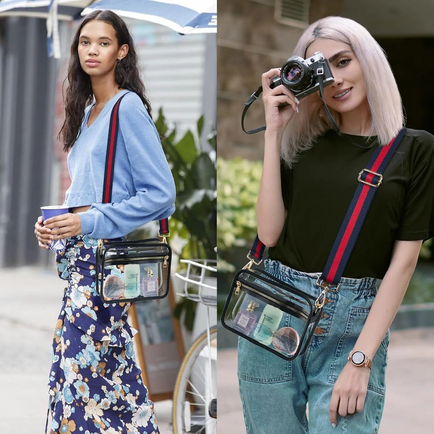 WEIMZC Clear Bag Stadium Approved, Adjustable Shoulder Strap Clear Crossbody Purse Bag for Concerts Sports Events Festivals