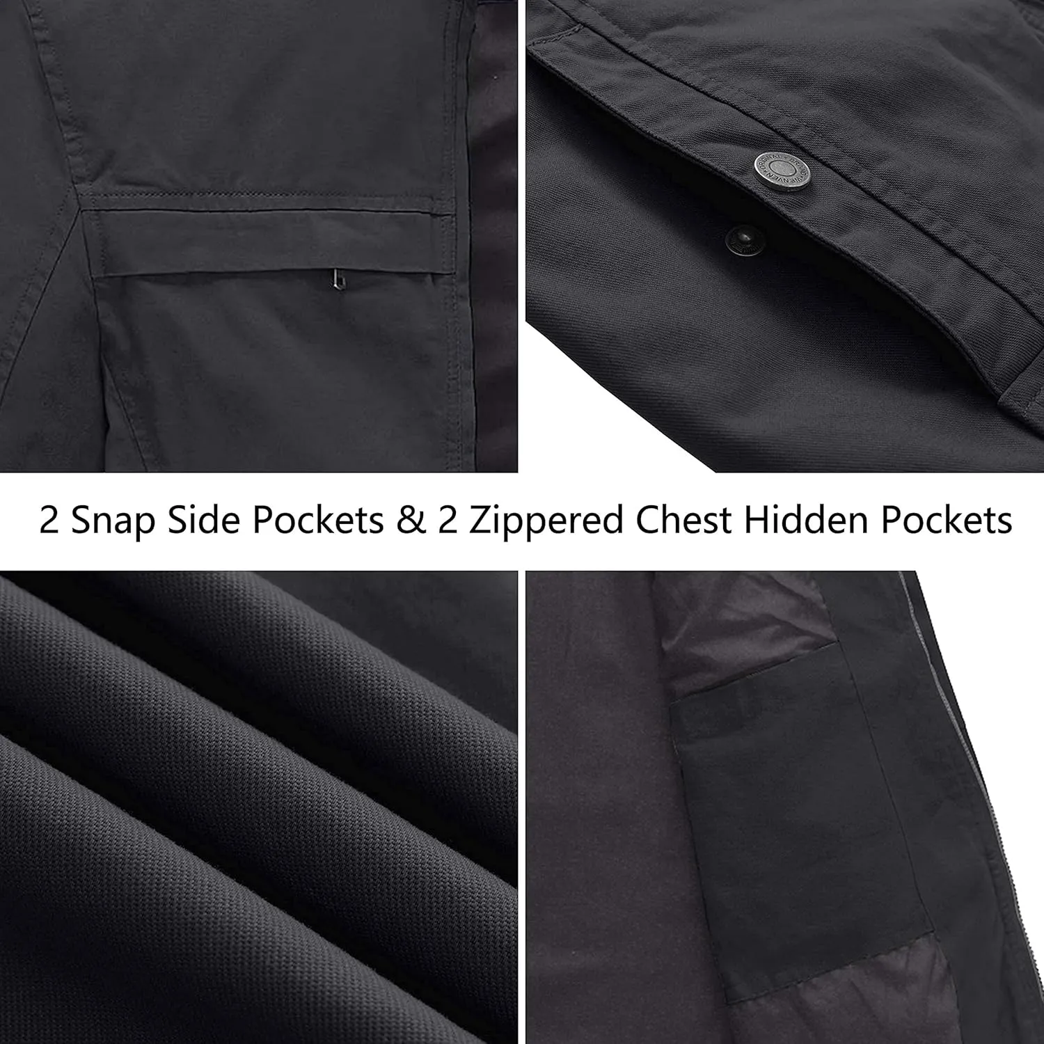WenVen Men's Spring Canvas Military Style Jacket Casual Lightweight Cotton Coat
