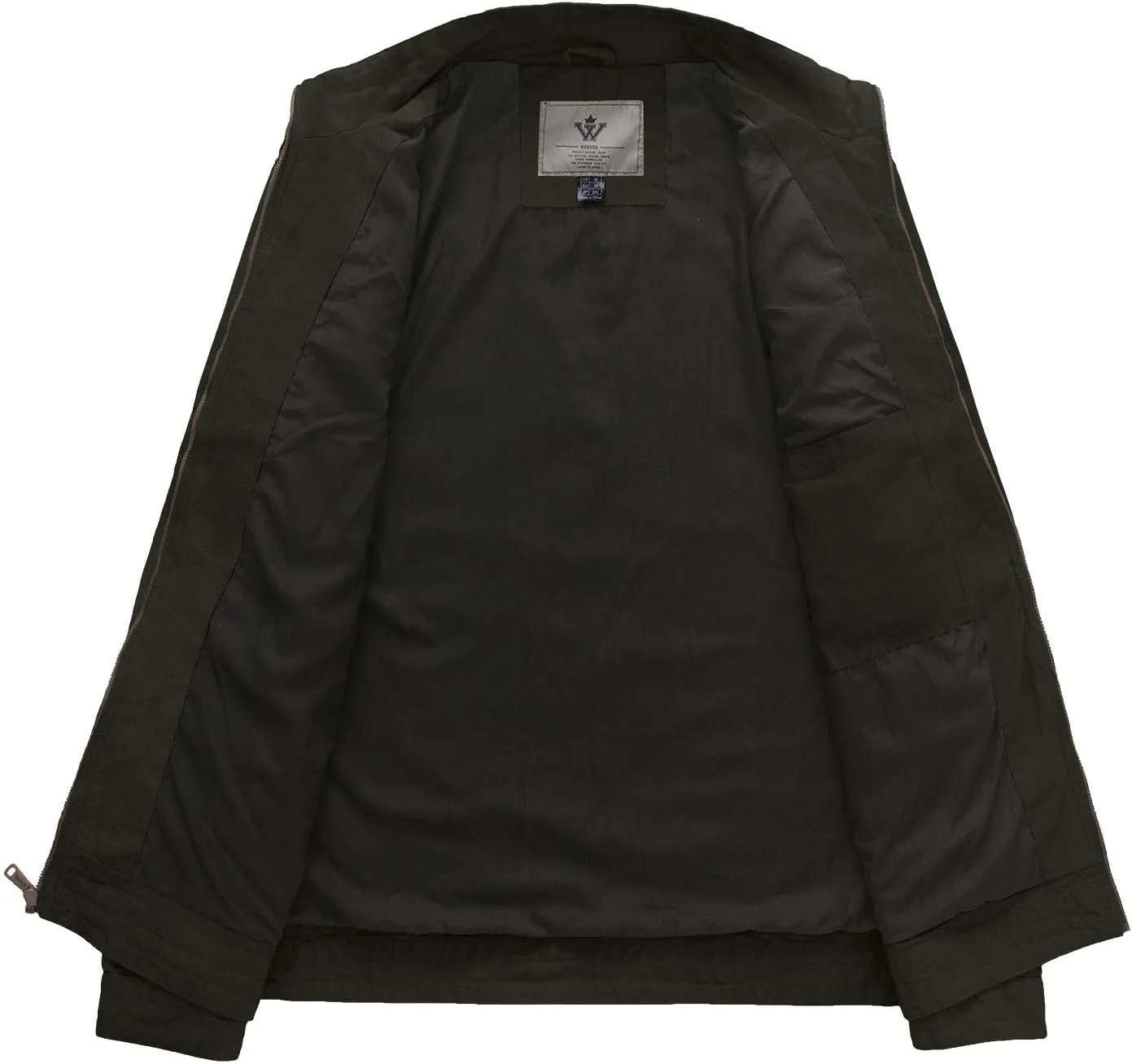WenVen Men's Spring Canvas Military Style Jacket Casual Lightweight Cotton Coat