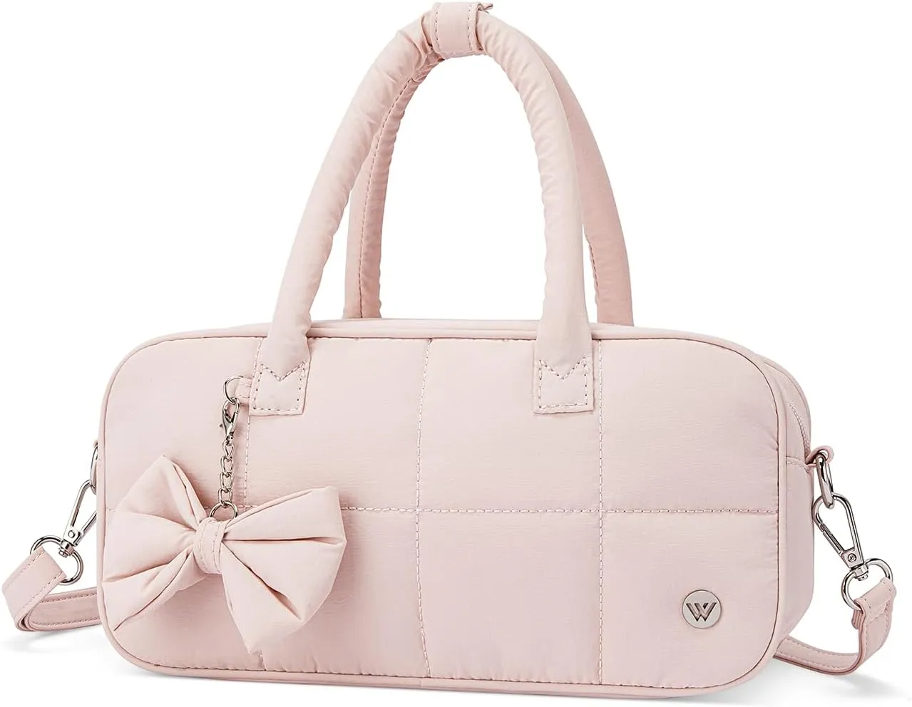 WESTBRONCO Puffer Crossbody bags for Women Quilted Shoulder Handbags, Puffy Cosmetic Makeup Bag Organizer w/Cute Ornament