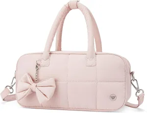 WESTBRONCO Puffer Crossbody bags for Women Quilted Shoulder Handbags, Puffy Cosmetic Makeup Bag Organizer w/Cute Ornament