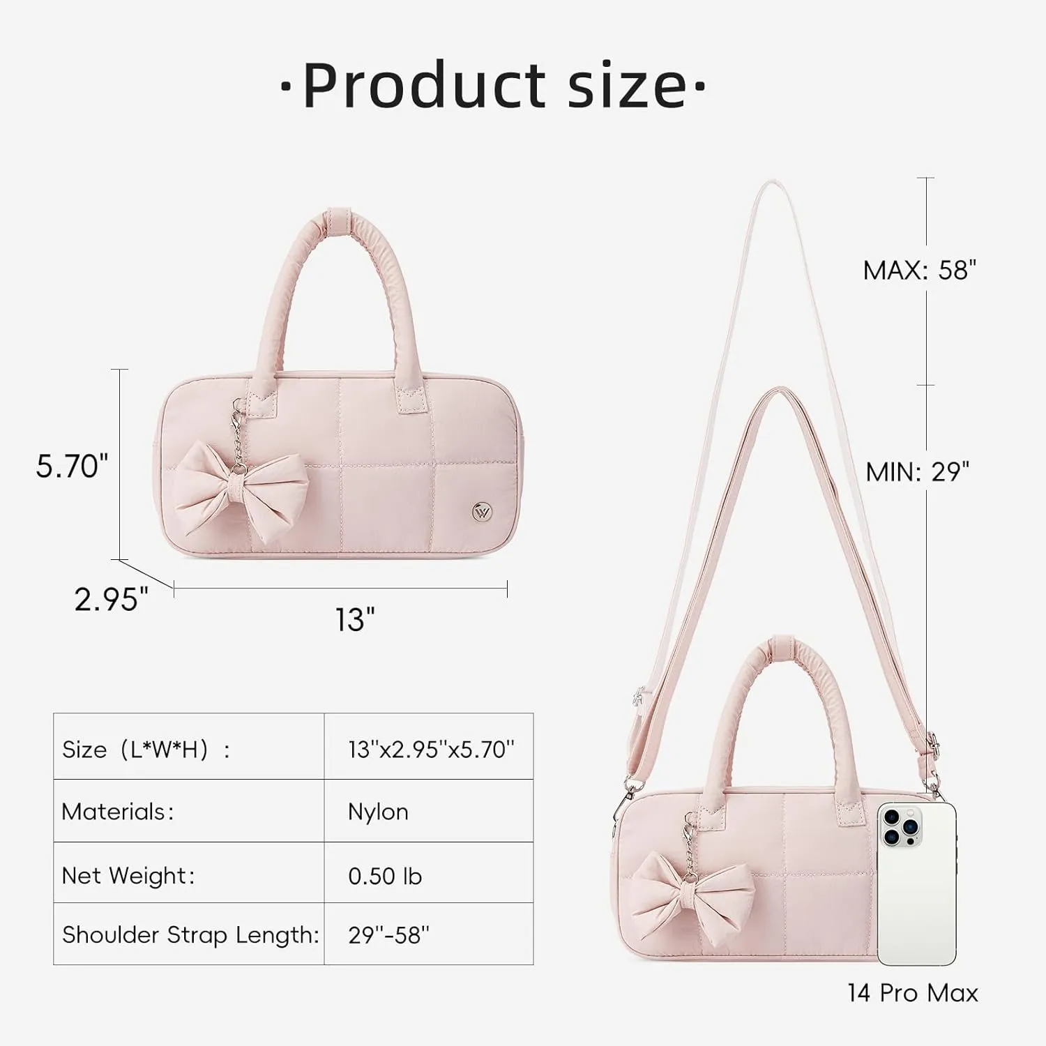 WESTBRONCO Puffer Crossbody bags for Women Quilted Shoulder Handbags, Puffy Cosmetic Makeup Bag Organizer w/Cute Ornament