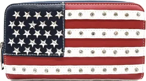 WESTERN ORIGIN American Flag Stars and Stripes Studs Crossbody Handbag USA Patriotic Women Purse Leather Single Shoulder Bag
