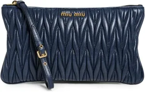 WHAT GOES AROUND COMES AROUND Women's Pre-Loved Miu Miu Navy Leather Matelasse Bag