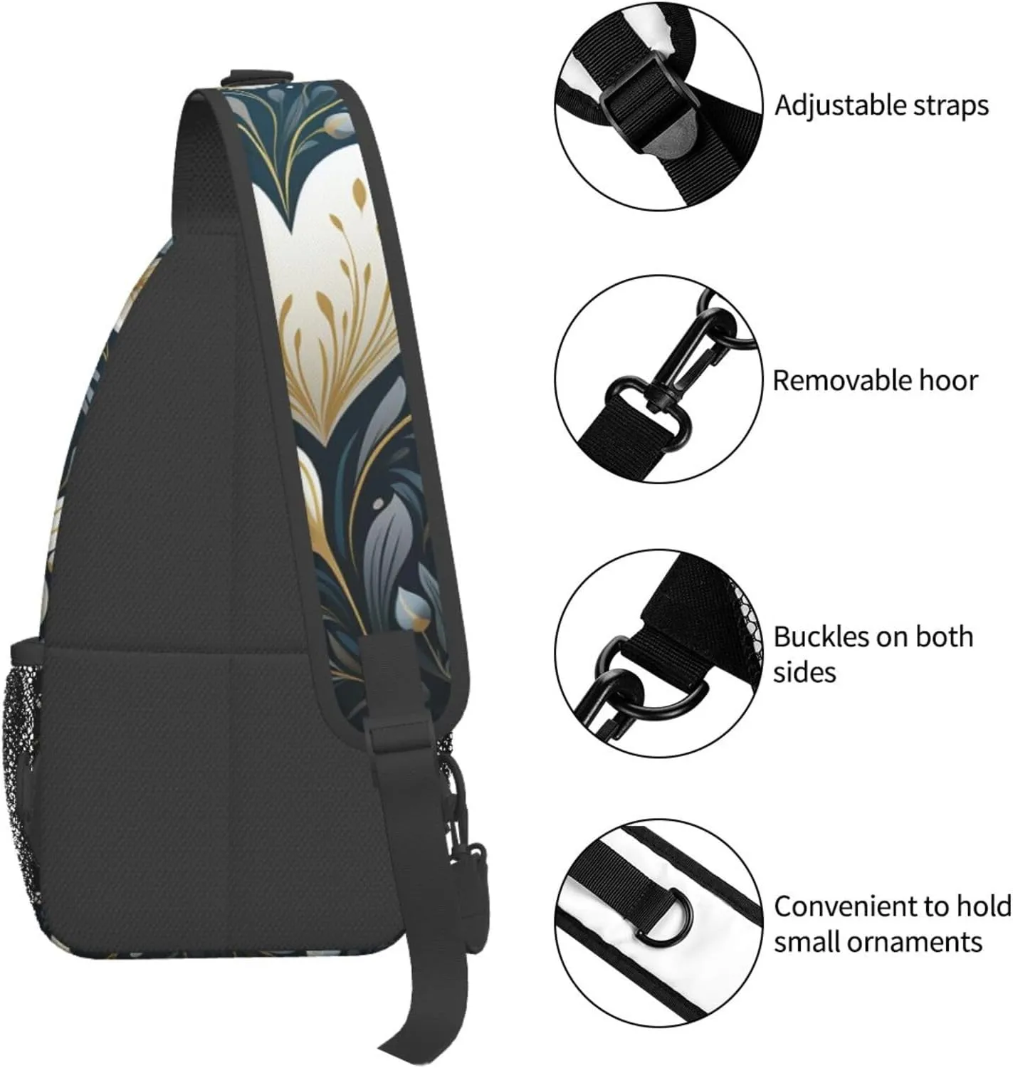 White Heart Shape Sling Bag Crossbody Bag for Women Men Sling Backpack Chest Bag for Hiking Travel
