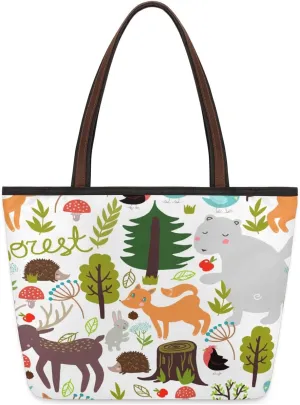 Wild Beasts Forest Tote Bag for Women Womens Handbags Tote Bags for Travel Beach Gym