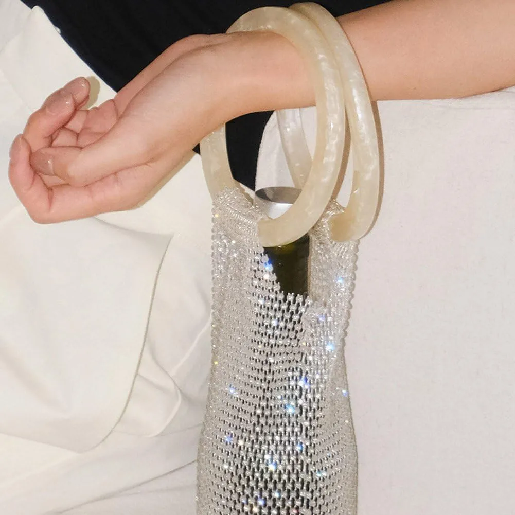 Wine Handbag Champagne Bottle Holder Reusable Carrying Drink Bags Tote Shiny Rhinestones Wine Bottle Storage Bag Wine Carrier