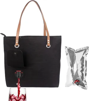 Wine Purse with Hidden Spout, Beach Wine Tote Bag with Hidden Insulated Compartment & Wine Bladder, Perfect Wine Gift for BYOB, Movie Theater, Concert, Bachelorette Party, Pool & Beach
