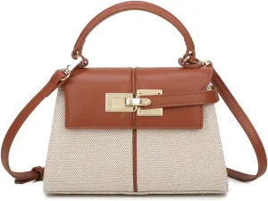 With detachable shoulder strap, women's woven PU leather shoulder bag handbag