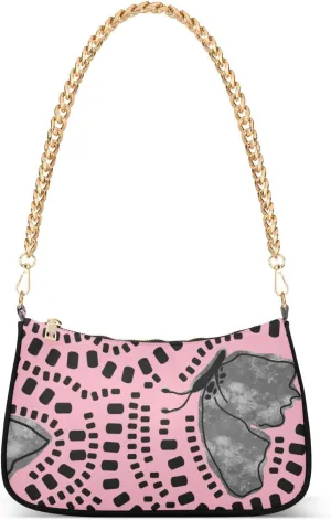 Women Chain Shoulder Purse Bag With Zipper Embroidery Butterfly Vintage Print, Hobo Tote Clutch Handbags with Chain Strap