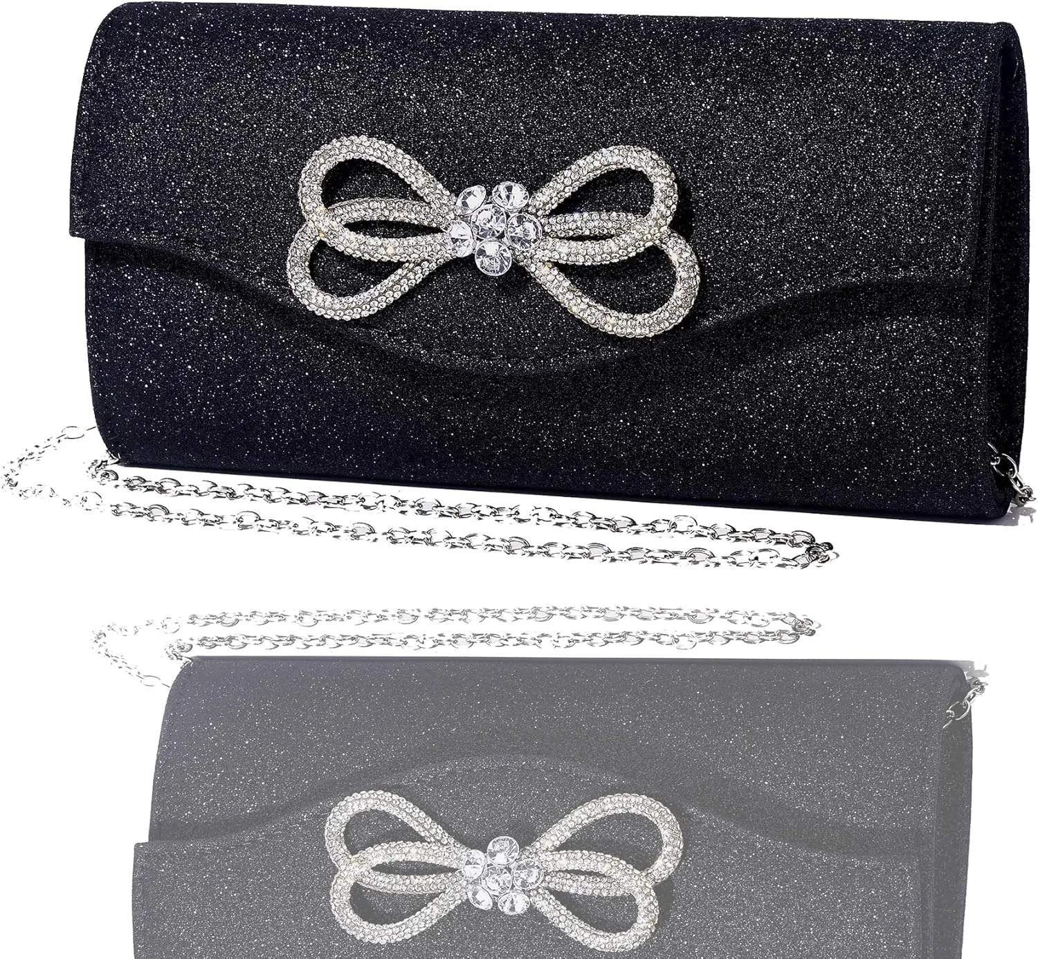 Women Diamond Bow Evening Bag Rhinestone Clutch Purse Wedding Prom Purse Formal Cocktail Party Handbag