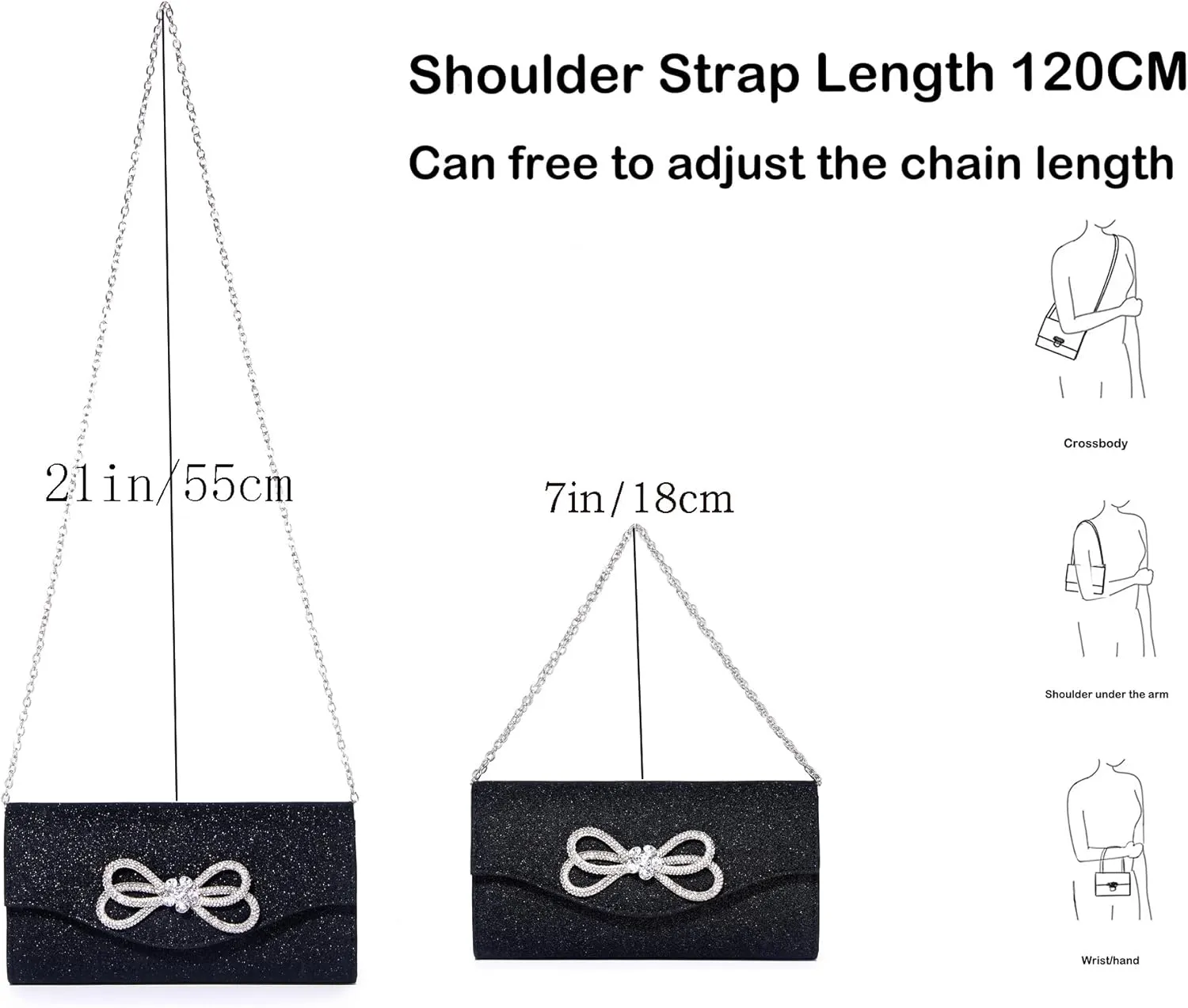 Women Diamond Bow Evening Bag Rhinestone Clutch Purse Wedding Prom Purse Formal Cocktail Party Handbag