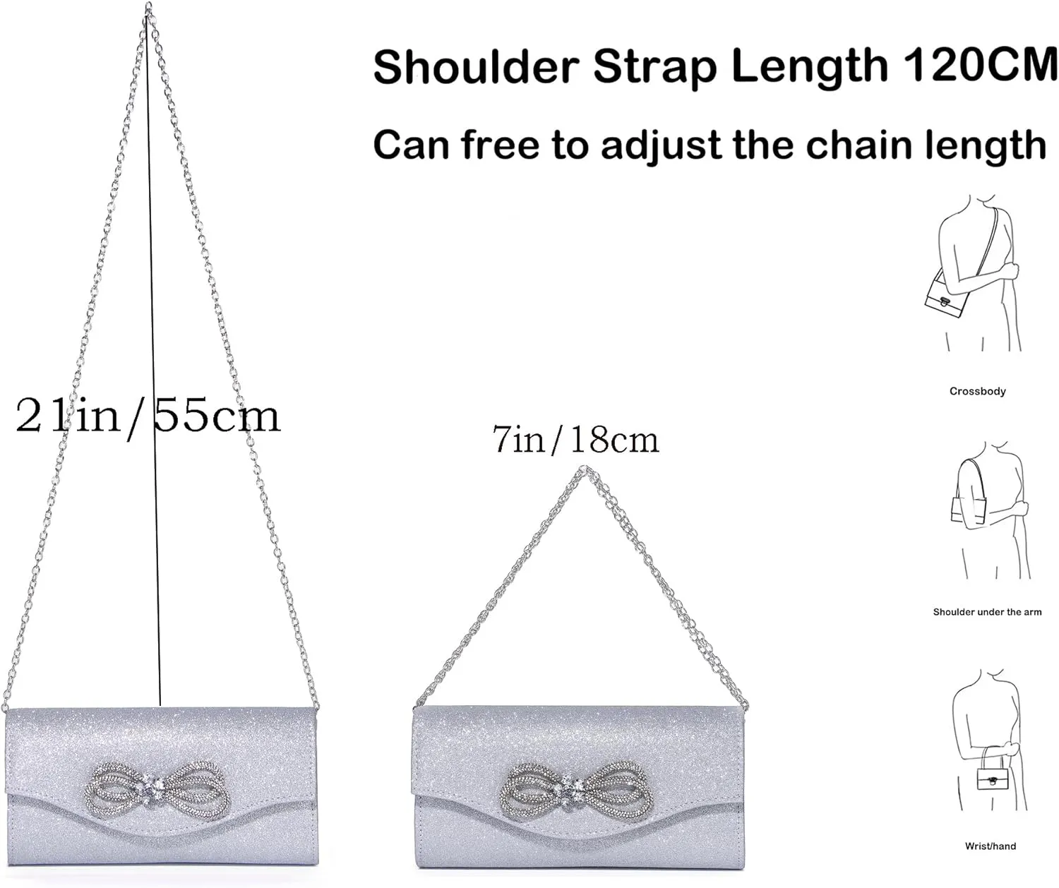 Women Diamond Bow Evening Bag Rhinestone Clutch Purse Wedding Prom Purse Formal Cocktail Party Handbag