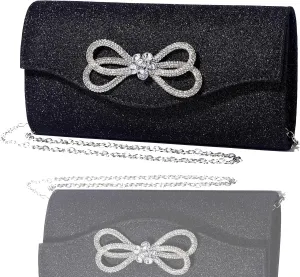 Women Diamond Bow Evening Bag Rhinestone Clutch Purse Wedding Prom Purse Formal Cocktail Party Handbag