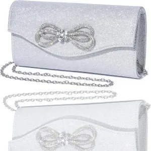 Women Diamond Bow Evening Bag Rhinestone Clutch Purse Wedding Prom Purse Formal Cocktail Party Handbag