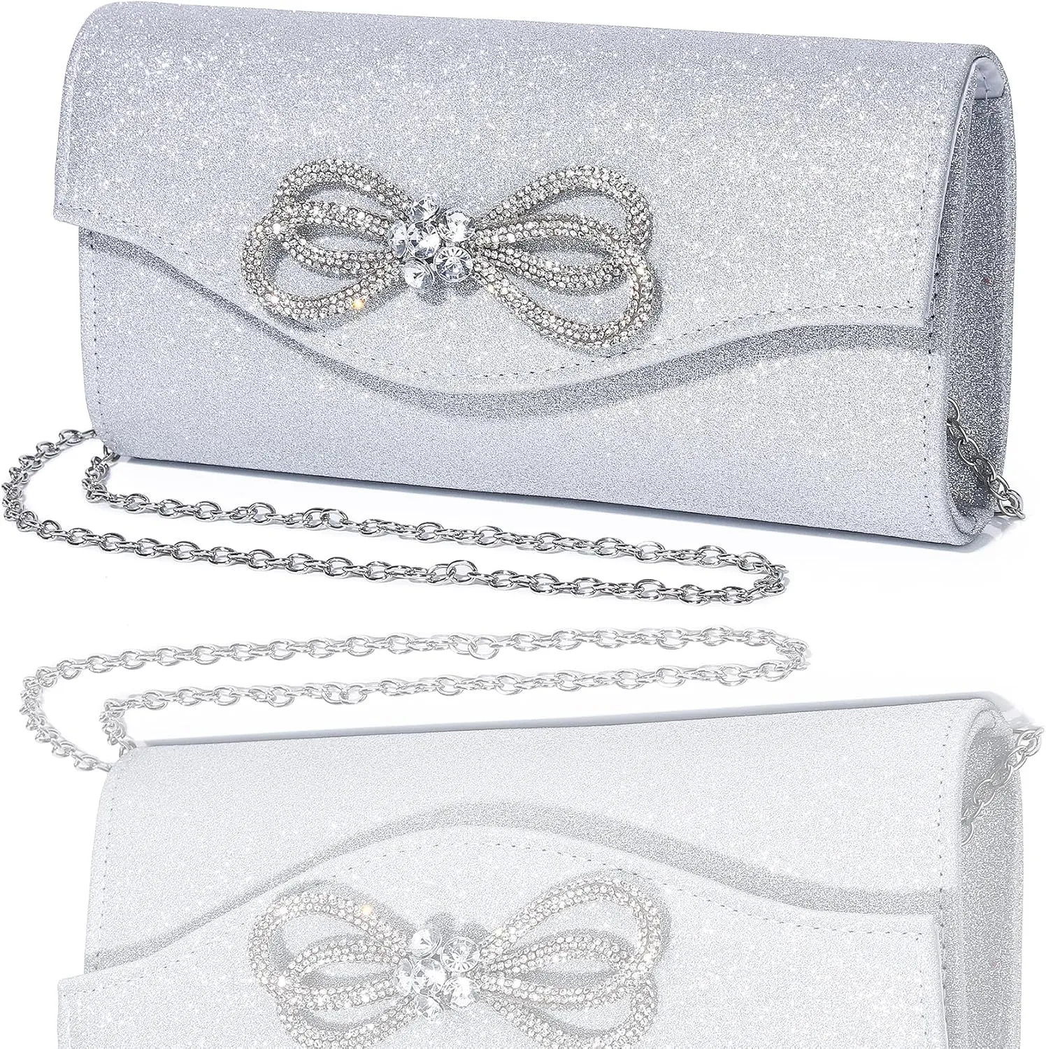 Women Diamond Bow Evening Bag Rhinestone Clutch Purse Wedding Prom Purse Formal Cocktail Party Handbag