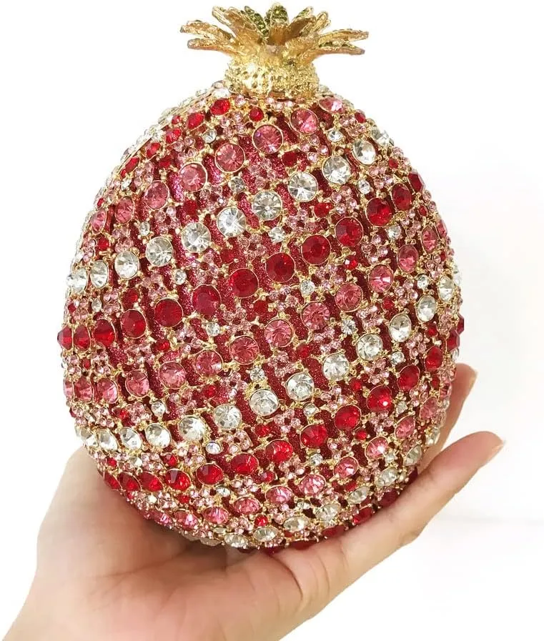 Women Diamond Pineapple Evening Bag Dazzle Fruit Shaped Rhinestone Clutch Novelty Crystal Handbag for Party Prom