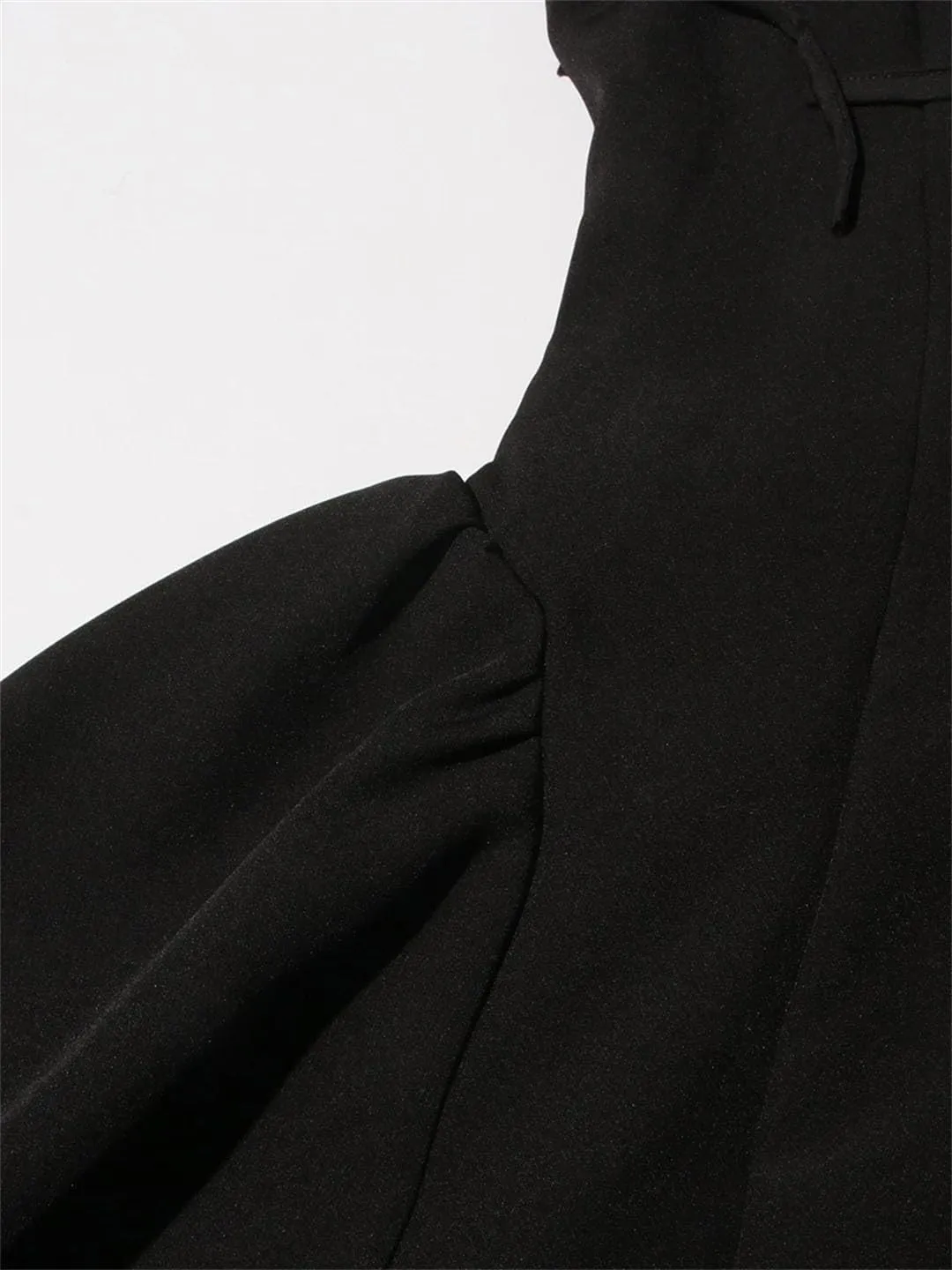 Women Elegant Black Square Neck Sleeveless Halter Dress Sexy Slimming Backless High Waisted Pleated Line Skirt Dress