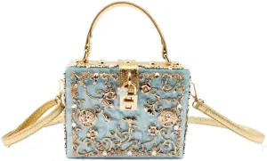Women Evening Clutch Acrylic Square Box With Rhinestones Shoulder Crossbody Handbag