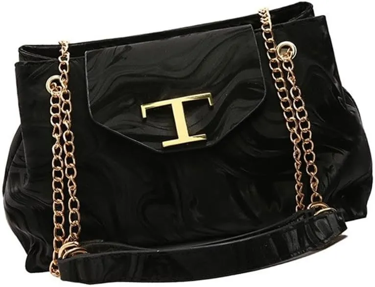 Women Fashionable Large Capacity Crossbody Bag with Adjustable Chain Strap Metal Decors PU Leather Shoulder Bag Purse