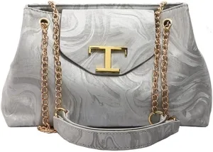 Women Fashionable Large Capacity Crossbody Bag with Adjustable Chain Strap Metal Decors PU Leather Shoulder Bag Purse